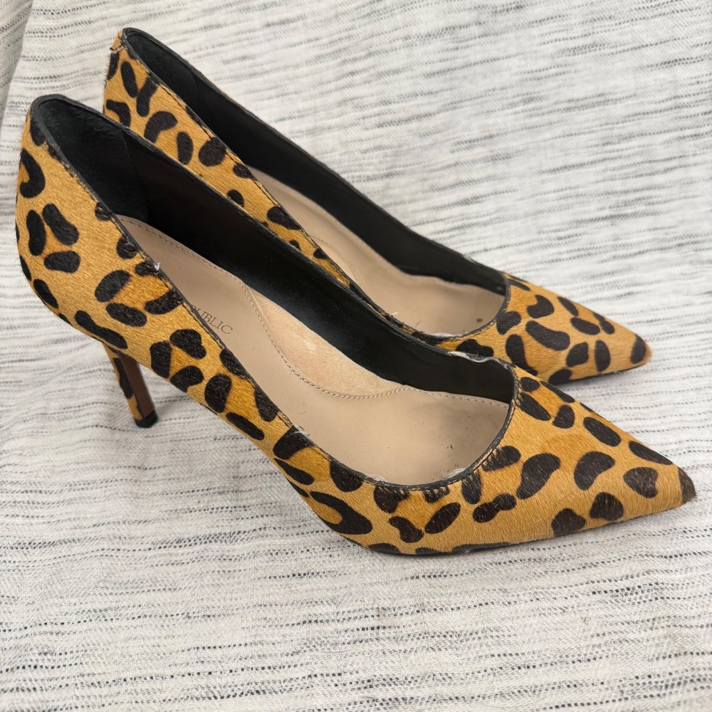 Banana Republic Calf Hair Animal Leopard Print Pointed Toe Heels Pumps 7 Career